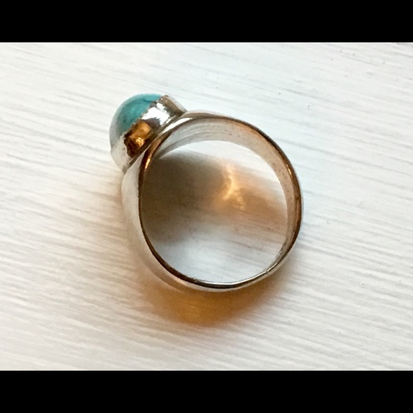 Silver and Faux Turquoise Ring Size 10 1/2 - Picture 3 of 3